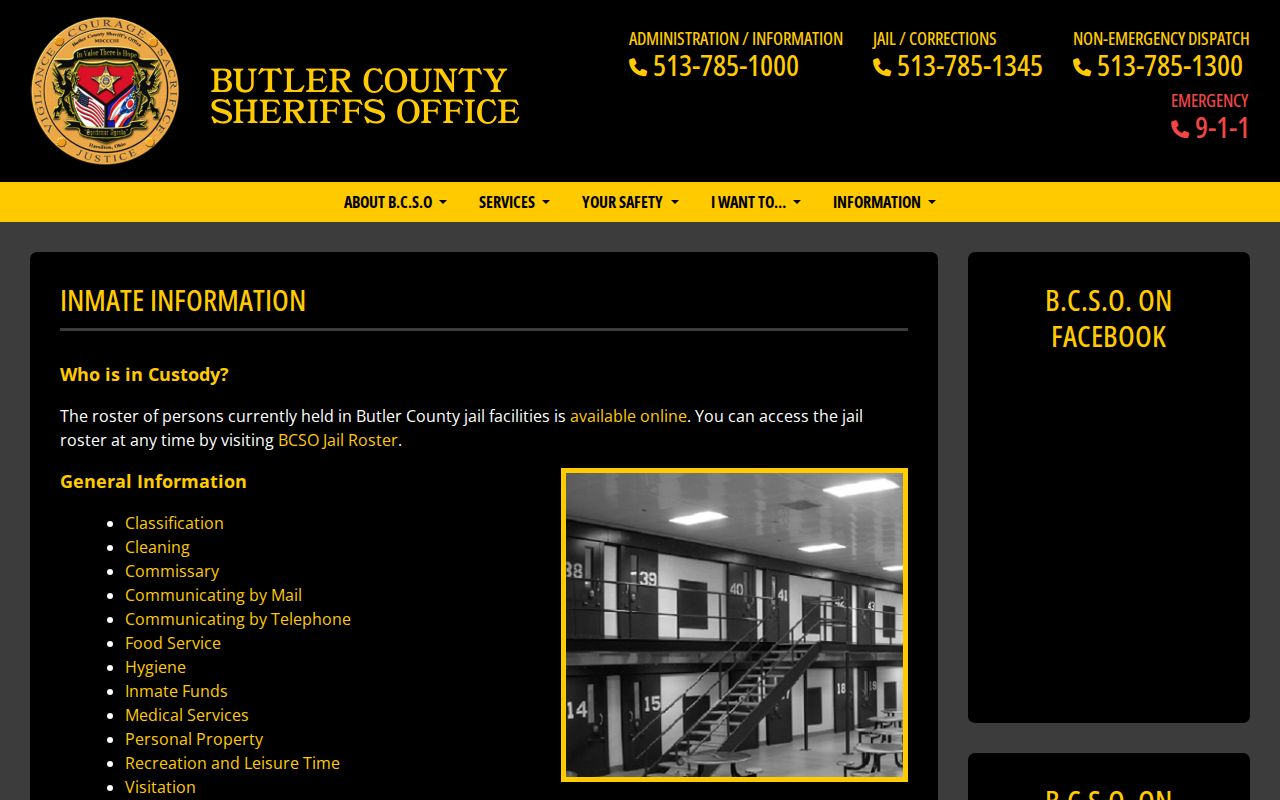 Butler County sheriff current-custody search route for 24-hour release checks