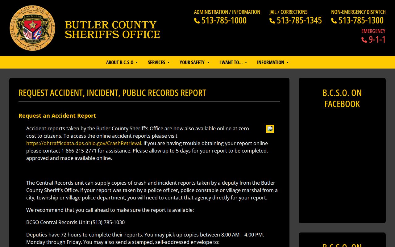 Butler County released inmate records request screen