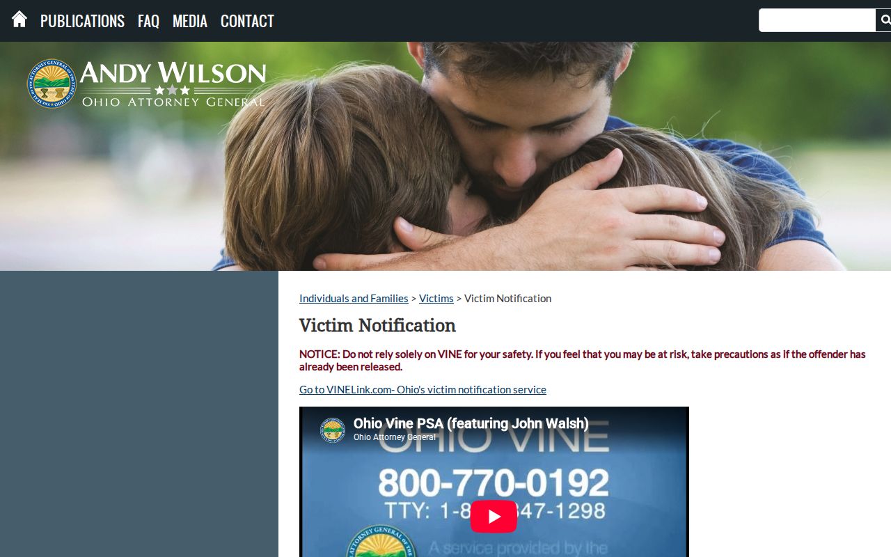 Ohio victim notification for Butler County VINE release alerts
